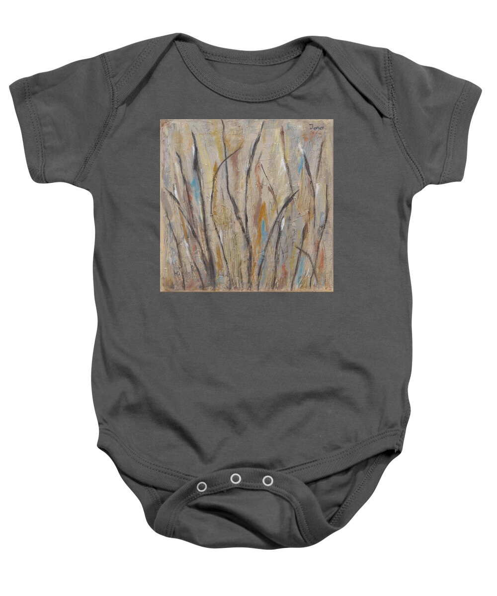Landscape Baby Onesie featuring the painting Dancing Cattails I by Trish Toro