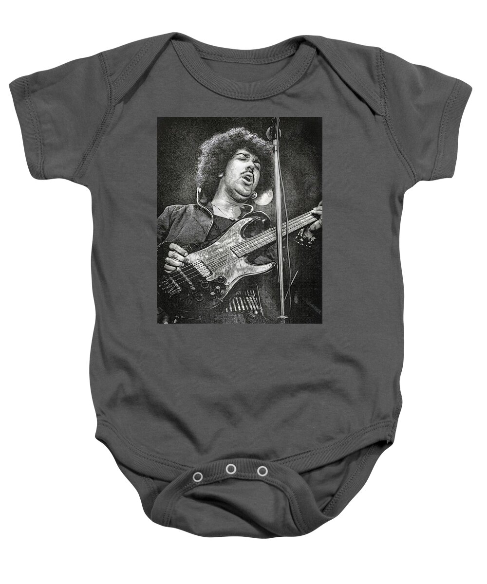 Phil Lynott Baby Onesie featuring the mixed media Dancing in the Moonlight by Mal Bray