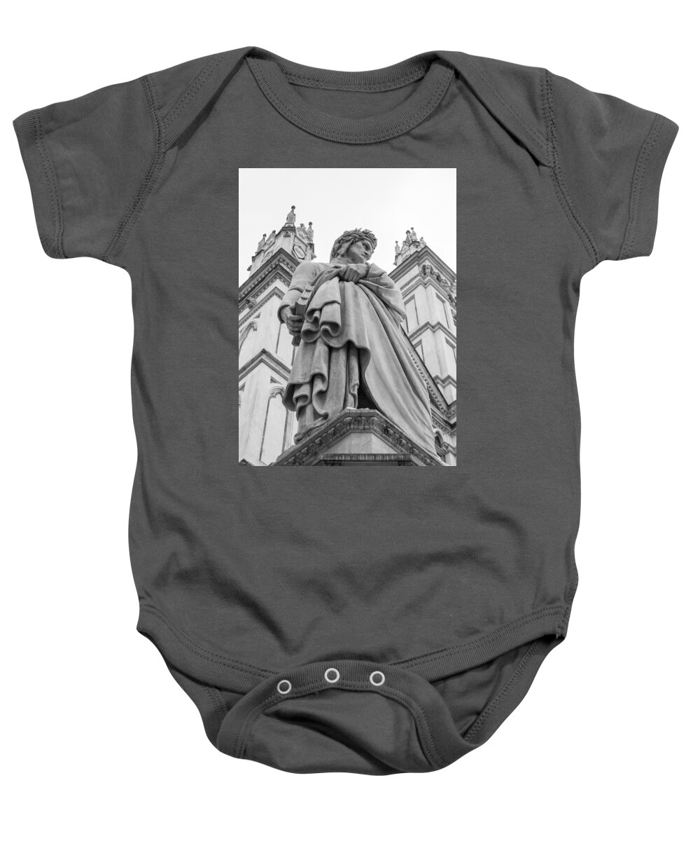 Basilica Baby Onesie featuring the photograph Dante Alighieri by Sonny Marcyan