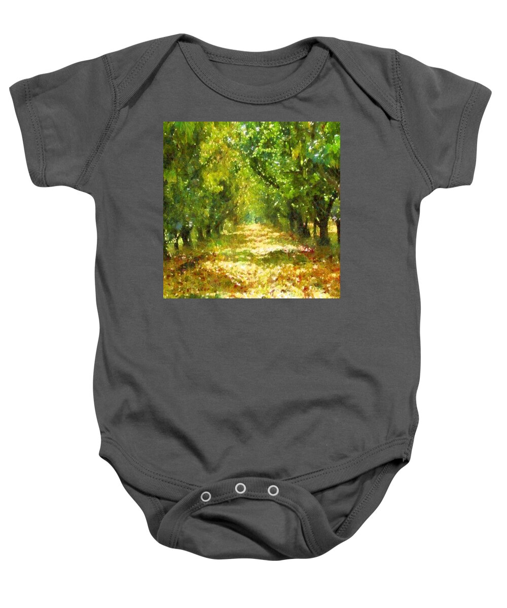 Tree Baby Onesie featuring the painting Dappled Light of DayDreams by Taiche Acrylic Art