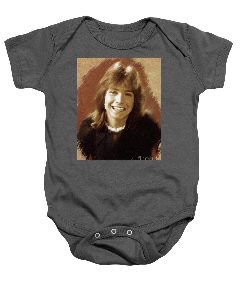 David Baby Onesie featuring the painting David Cassidy, Actor by Esoterica Art Agency