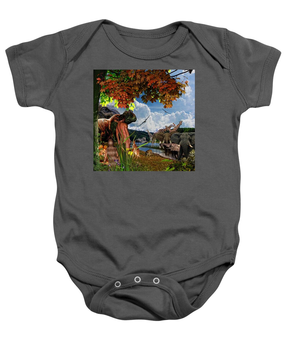God's Creation Baby Onesie featuring the digital art Day 6 II by Lourry Legarde