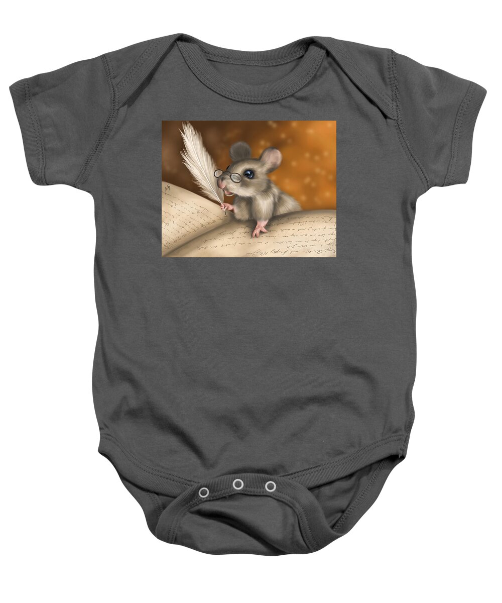 Mouse Baby Onesie featuring the painting Dear Friend, I am writing to you by Veronica Minozzi