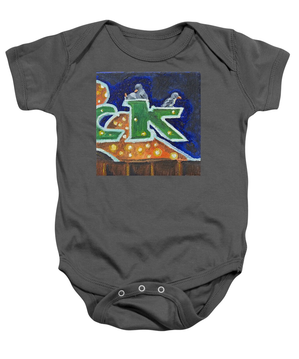 Birds Baby Onesie featuring the painting Death at the Amusement Park by Patricia Arroyo