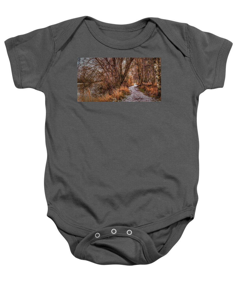 Path Baby Onesie featuring the photograph December path #h0 by Leif Sohlman