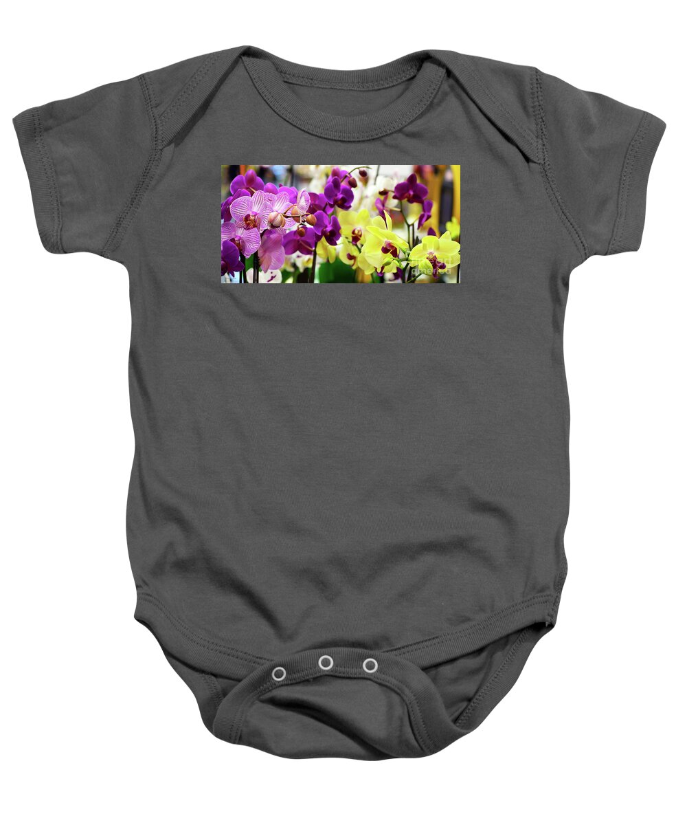 Decorative Baby Onesie featuring the photograph Decorative Orchids Still Life B82418 by Mas Art Studio