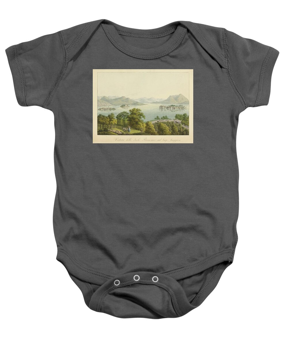 Lago Maggiore  Anonymous Baby Onesie featuring the painting delle Isole Borromee sul Lago by MotionAge Designs