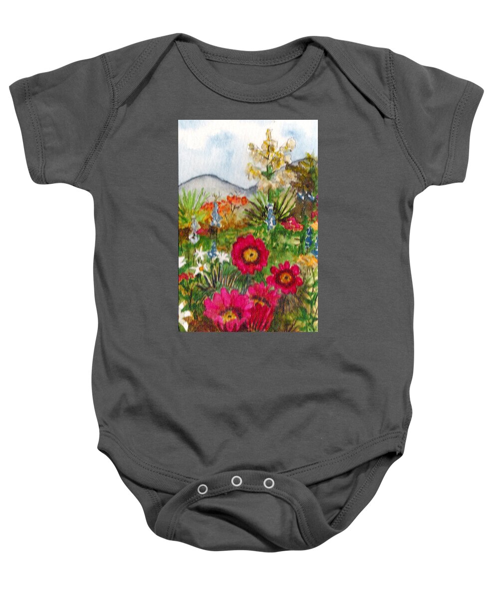 Spring Flowers Baby Onesie featuring the painting Desert Spring by Eric Samuelson