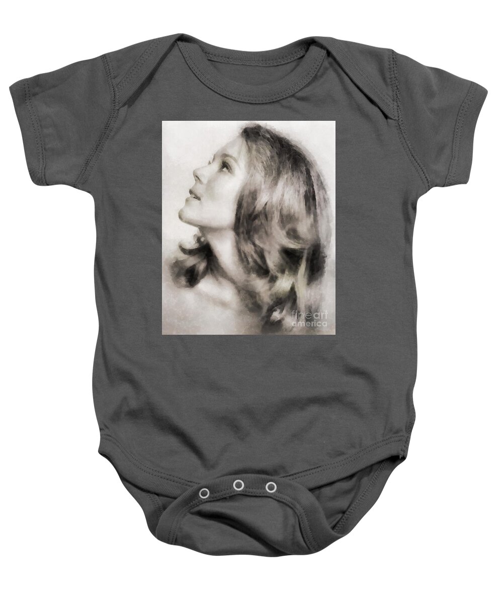 Diana Baby Onesie featuring the painting Diana Rigg, Actress by Esoterica Art Agency
