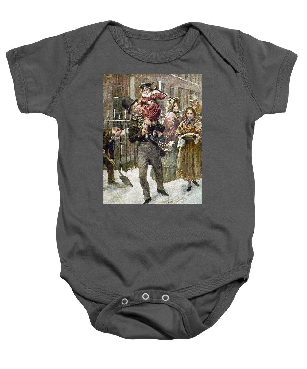 1920 Baby Onesie featuring the drawing Dickens - A Christmas Carol by Harold Cropping