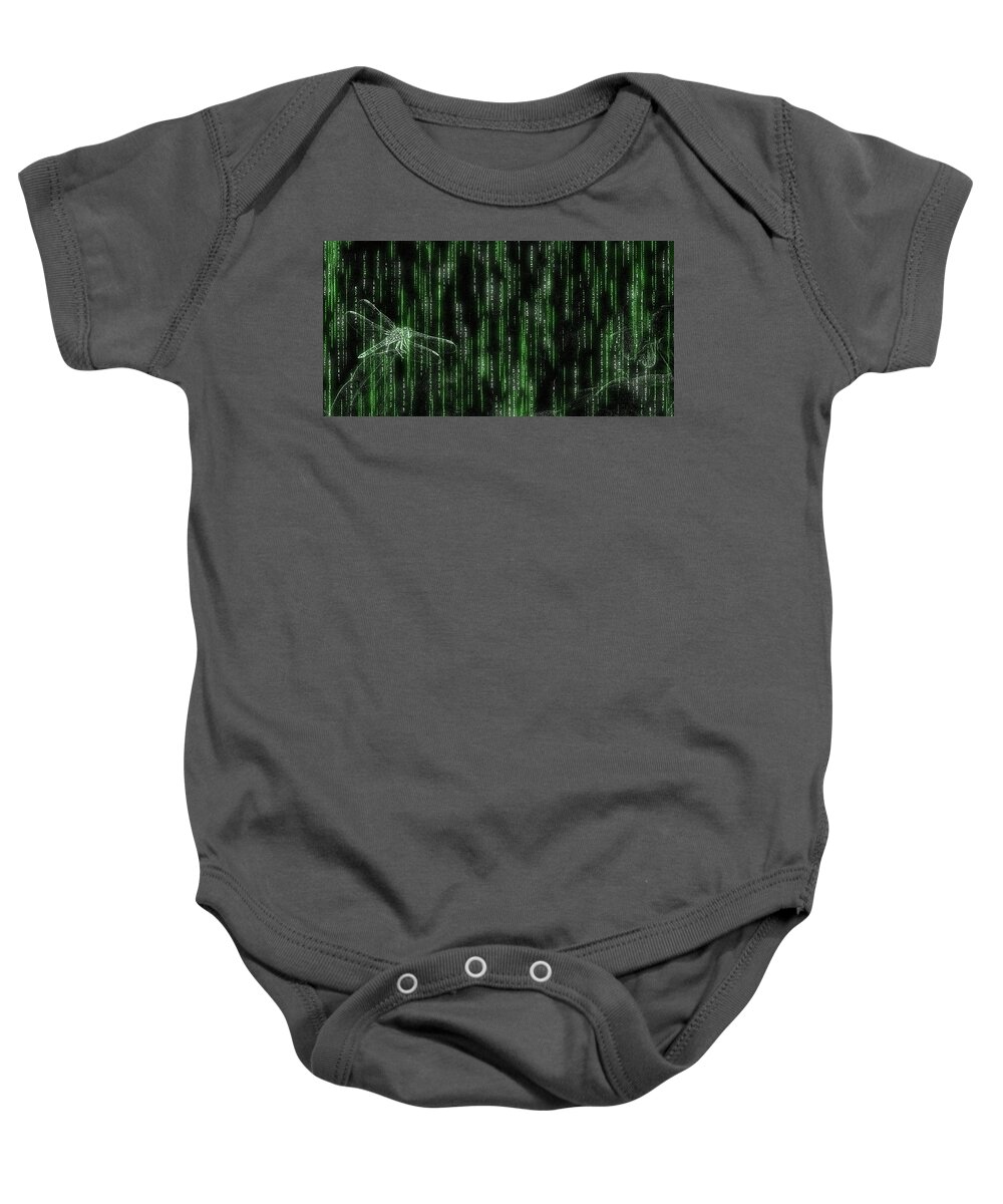 Matrix Baby Onesie featuring the photograph Digital Dragonfly by Mark Fuller