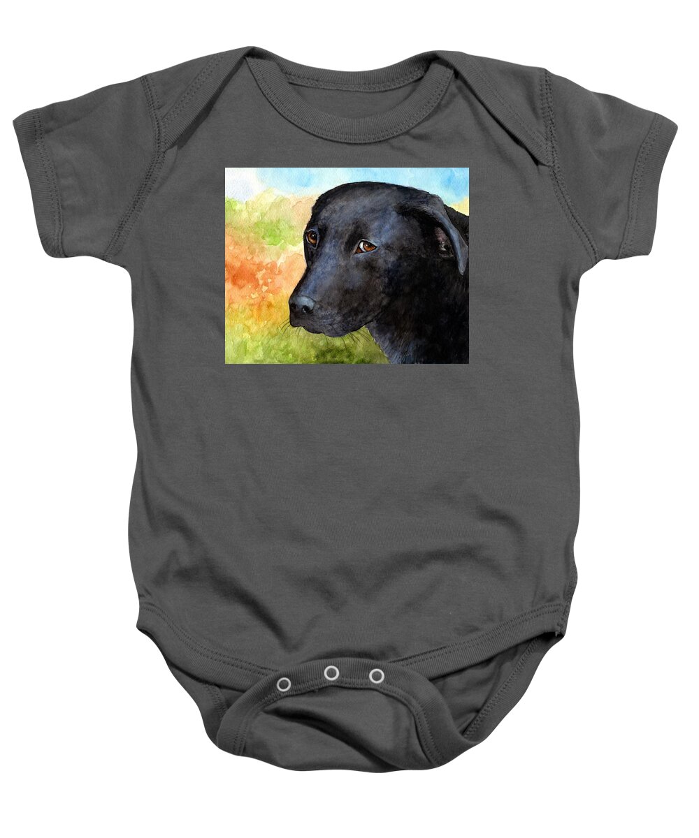 Dog Baby Onesie featuring the painting Dog 115 by Lucie Dumas