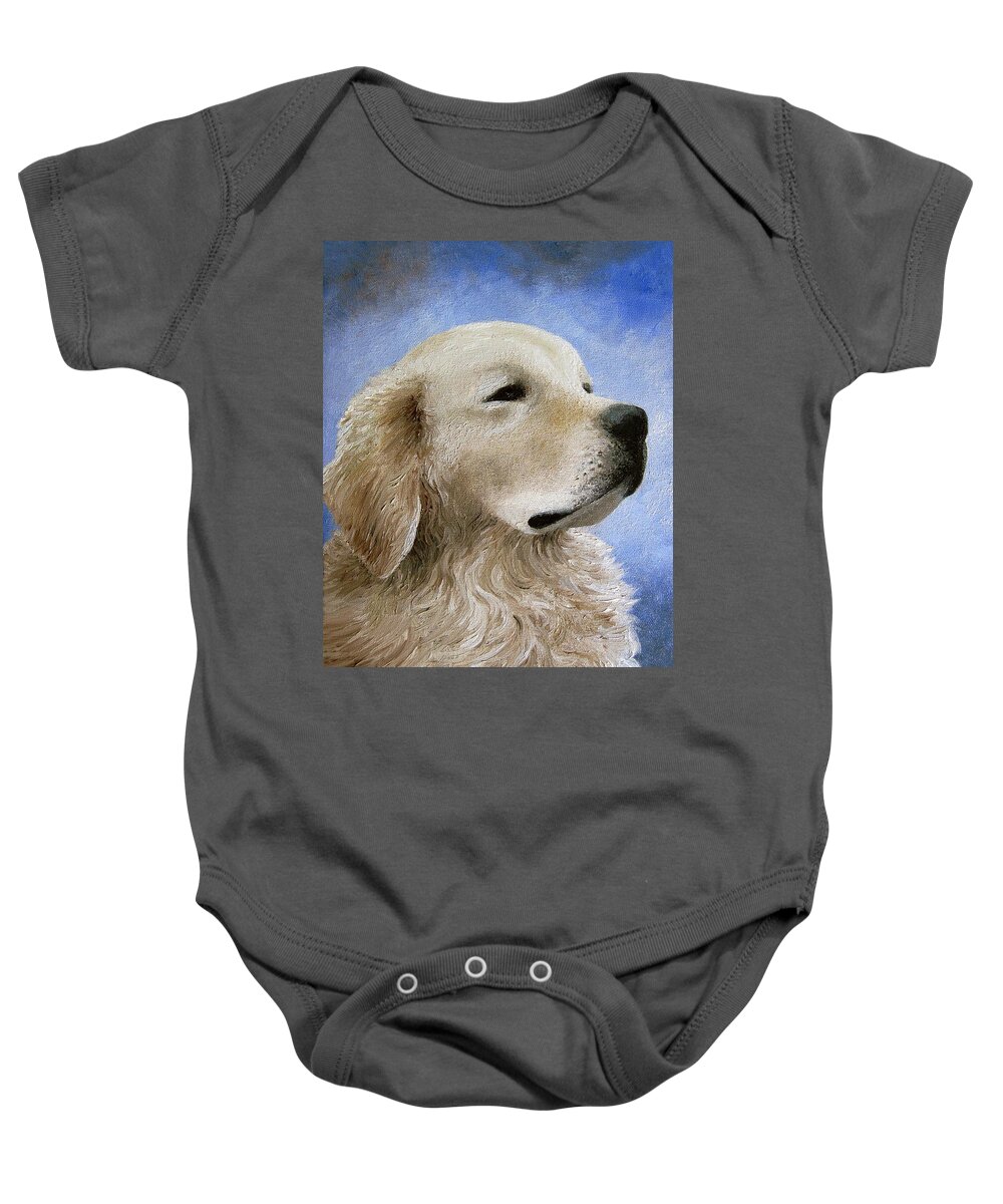 Dog Baby Onesie featuring the painting Dog 98 by Lucie Dumas