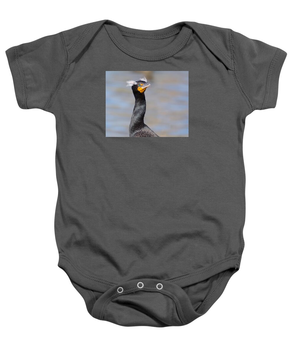Double_crested_cormorant Baby Onesie featuring the photograph Double-crested Cormorant by Tam Ryan