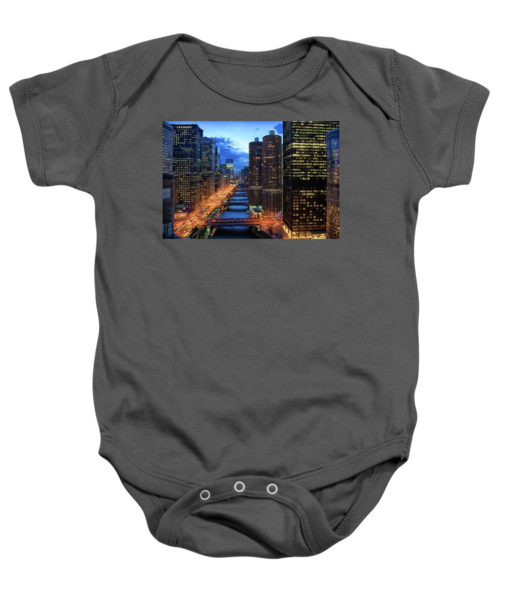 Chicago Baby Onesie featuring the photograph Down the River by Raf Winterpacht