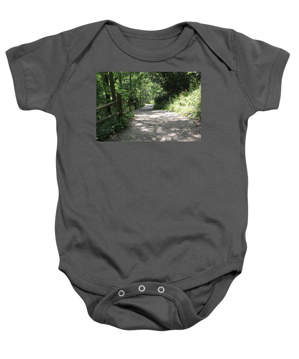 Path Baby Onesie featuring the photograph Downward Path by Allen Nice-Webb