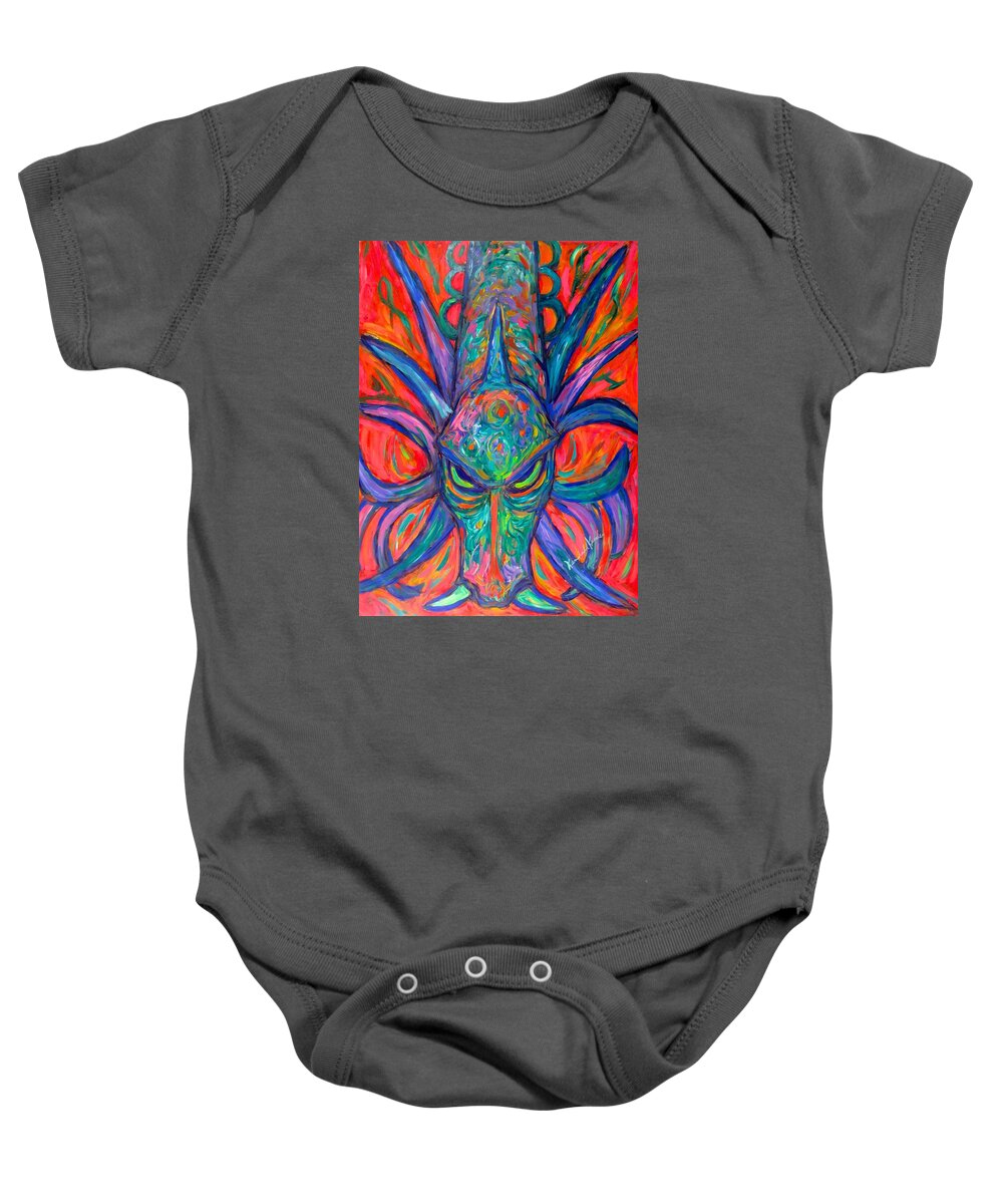 Dragon Baby Onesie featuring the painting Dragon Stare by Kendall Kessler