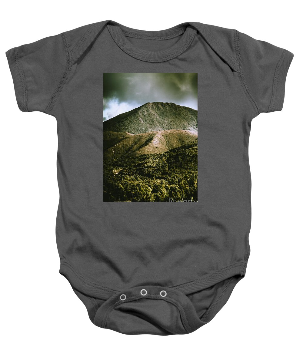 Dramatic Baby Onesie featuring the photograph Dramatic view on Mount Zeehan against stormy cloud by Jorgo Photography