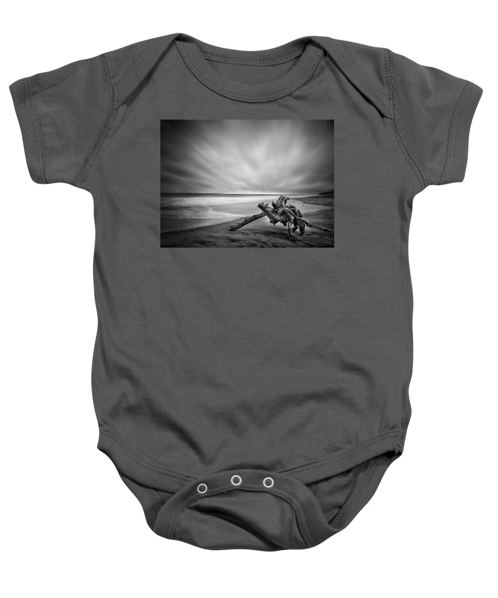 Lifeguard Baby Onesie featuring the photograph Driftwood Del Mar Beach by Lawrence Knutsson