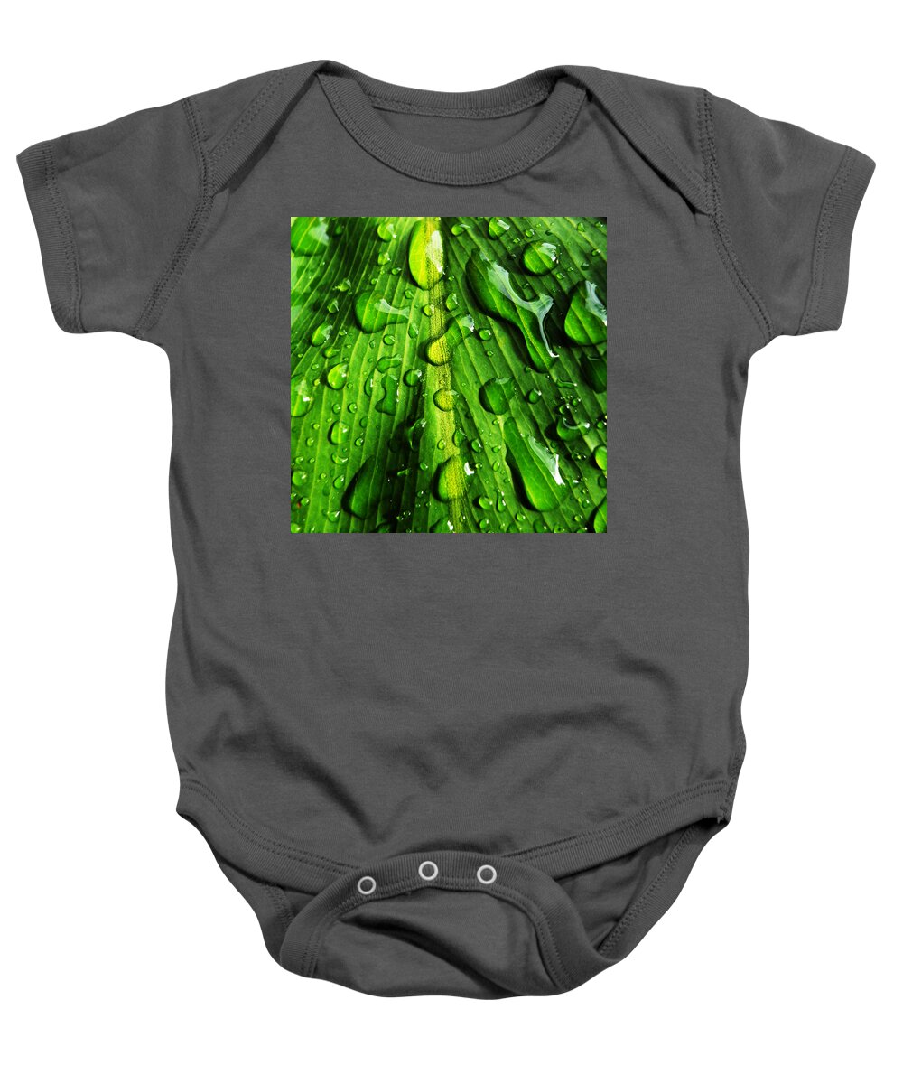 Leaf Baby Onesie featuring the photograph Water on Leaf by Maggy Marsh