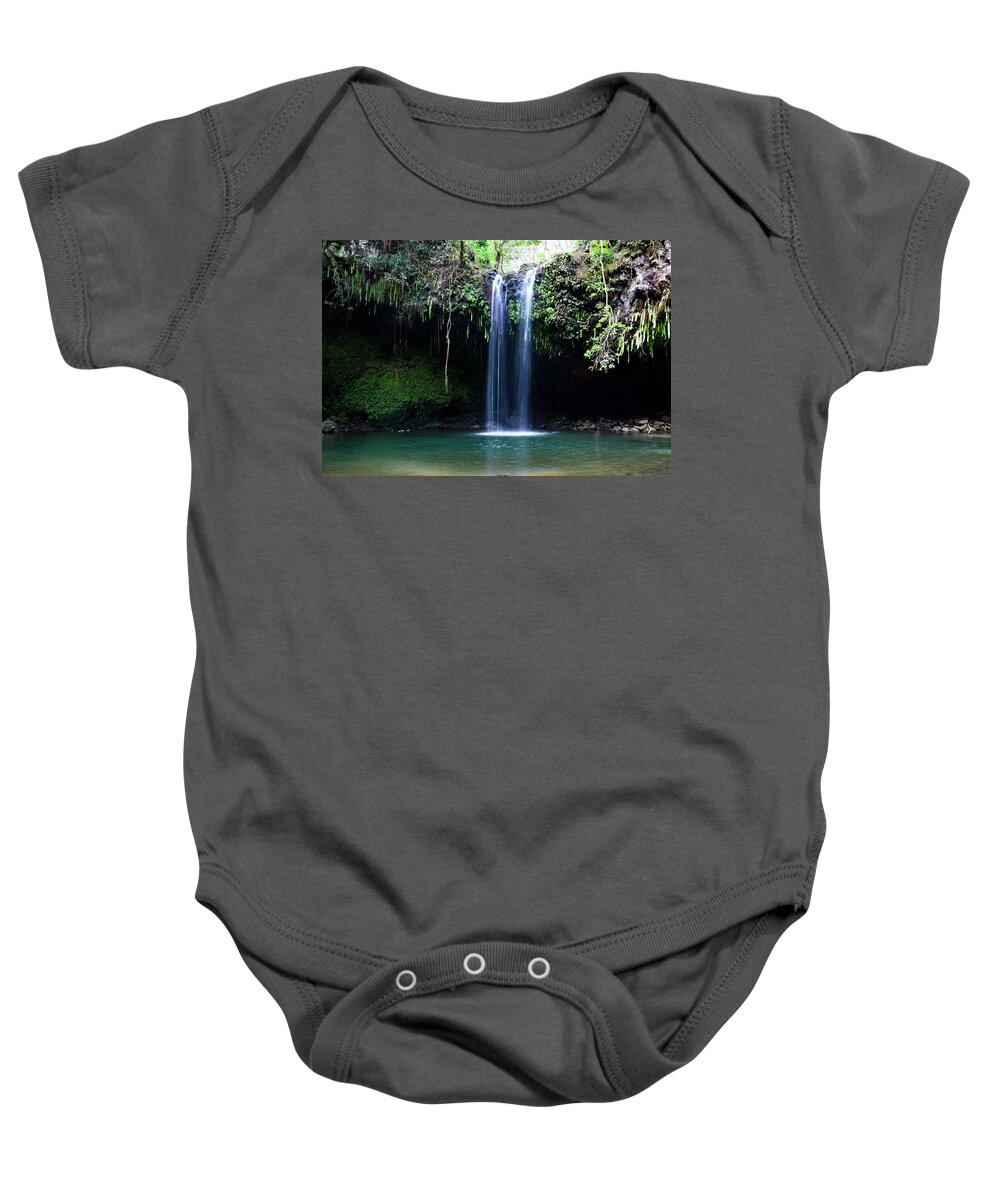 Falls Baby Onesie featuring the photograph Dual Falls by Anthony Jones