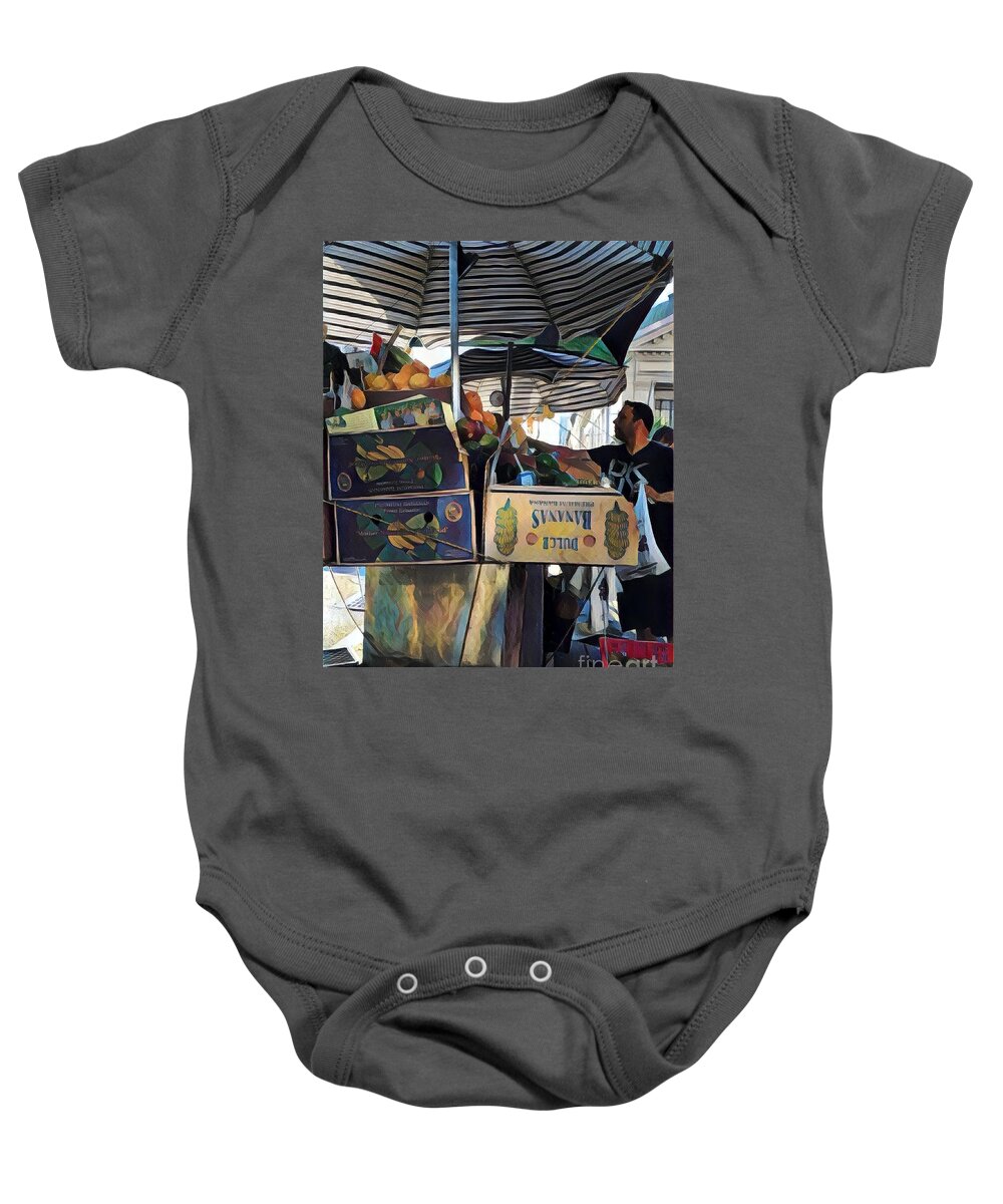  Baby Onesie featuring the photograph Dulce Bananas - Market Day In New York - variation by Miriam Danar