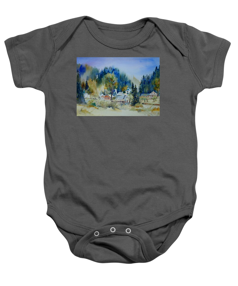 Dutch Flat Baby Onesie featuring the painting Dutch Flat Hamlet #2 by Joan Chlarson