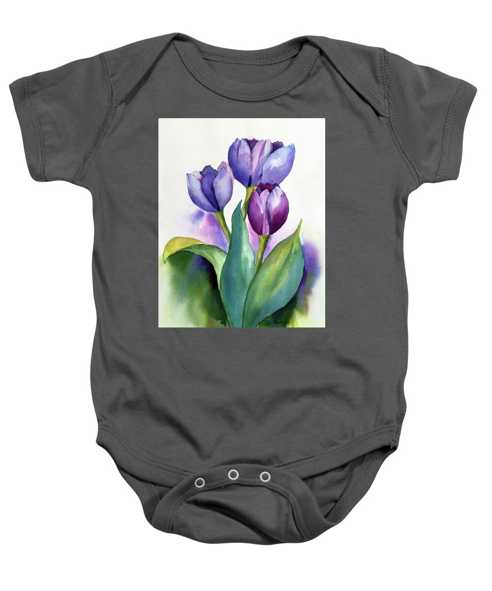 Dutch Tulips Baby Onesie featuring the painting Dutch Tulips by Hilda Vandergriff