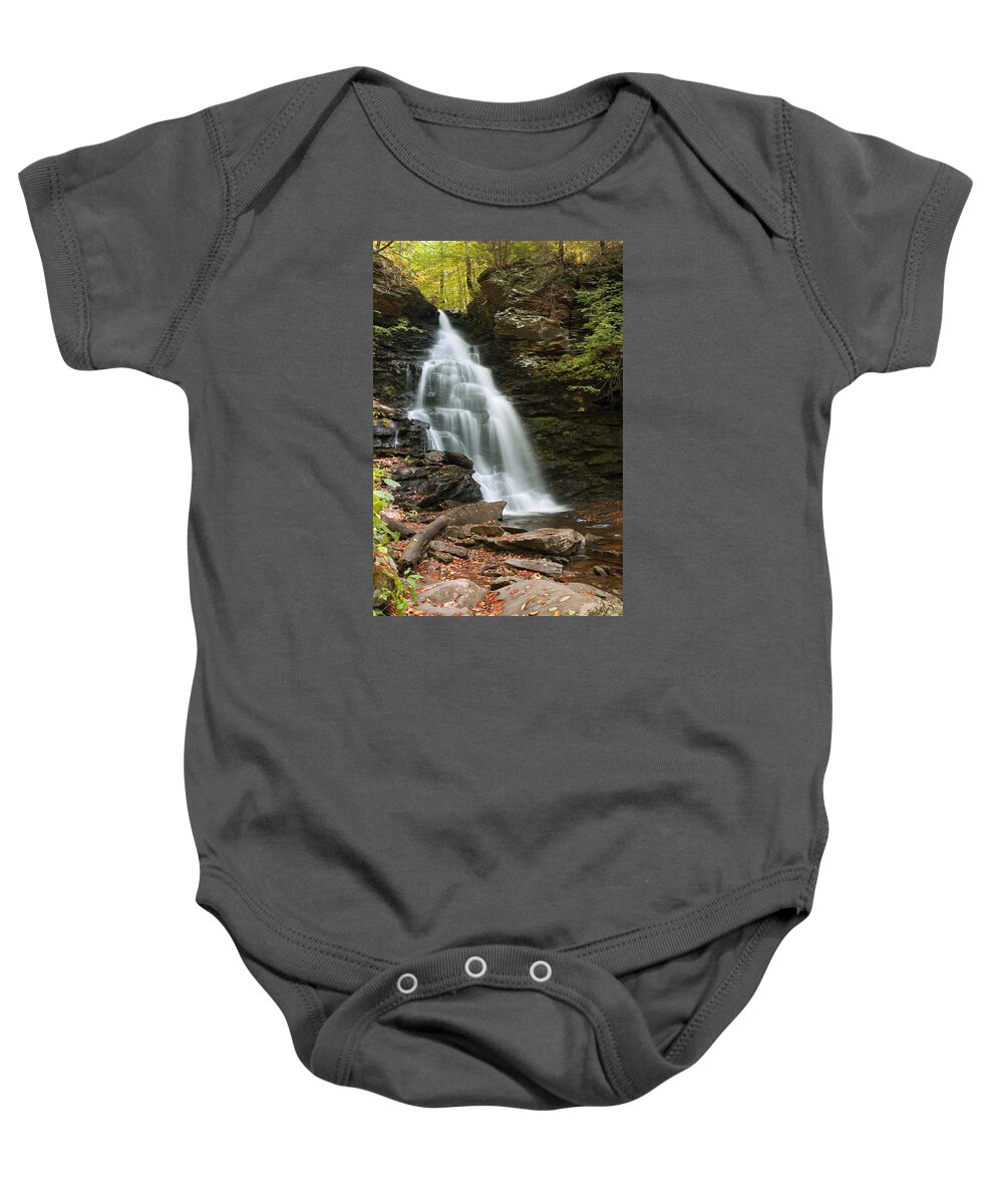 Ozone Falls Baby Onesie featuring the photograph Early Autumn Morning Below Ozone Falls by Gene Walls