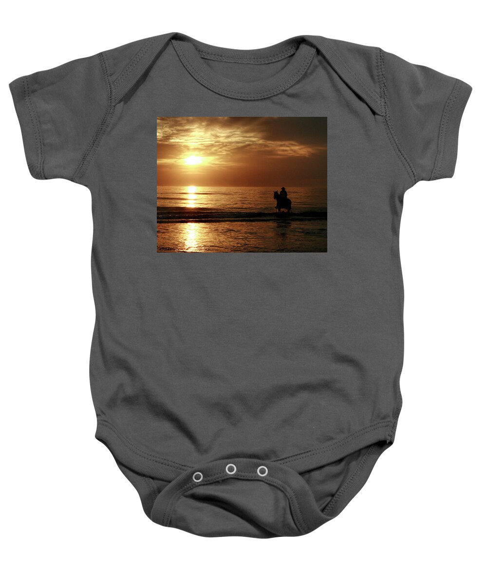 Seascape Baby Onesie featuring the photograph Early Morning Ride by Dorothy Cunningham