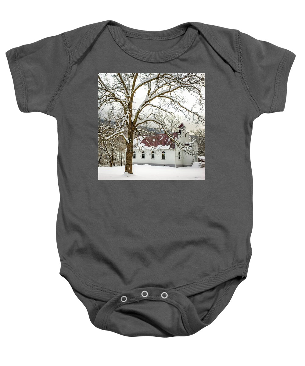 Landscape Baby Onesie featuring the photograph East Chapel Church by Joe Shrader