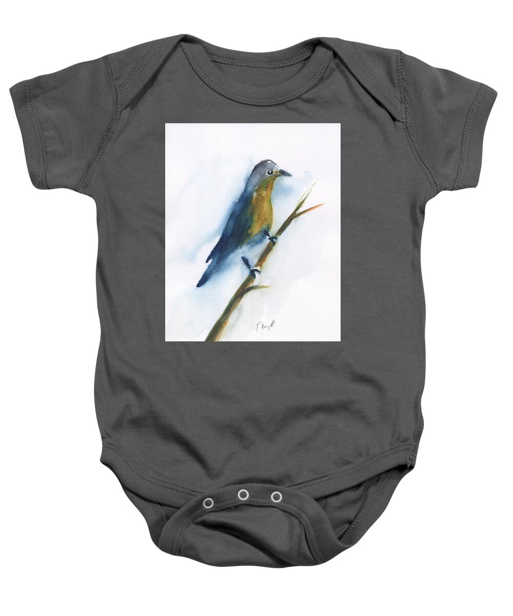 Eastern Bluebird 2 Baby Onesie featuring the painting Eastern Bluebird 2 by Frank Bright