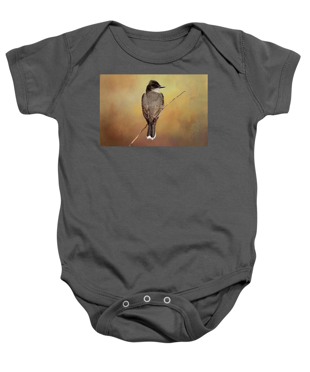 Eastern King Bird Baby Onesie featuring the photograph Eastern King Bird by Susan Rissi Tregoning
