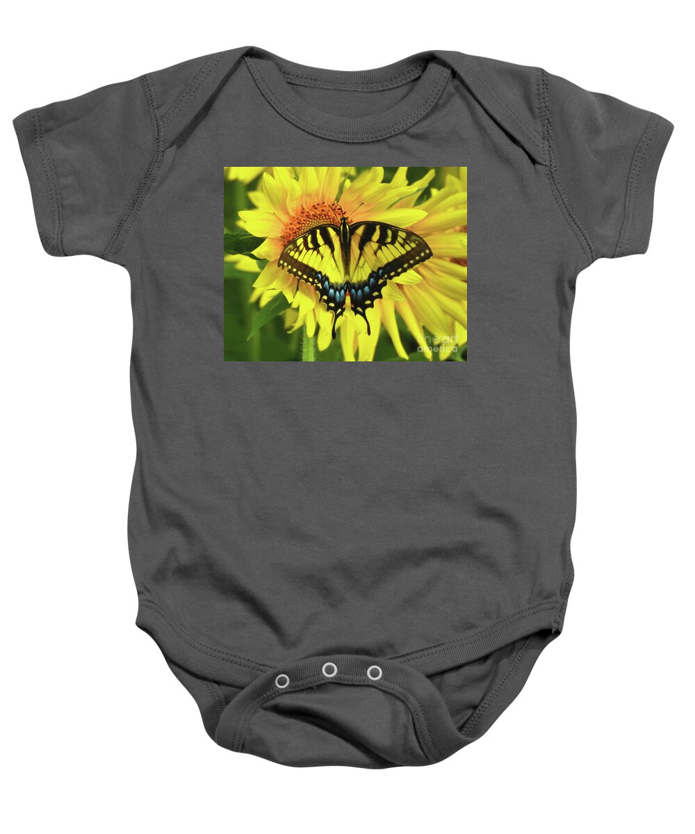 Sunflowers Baby Onesie featuring the photograph Eastern Tiger Swallowtail Butterfly by Scott Cameron