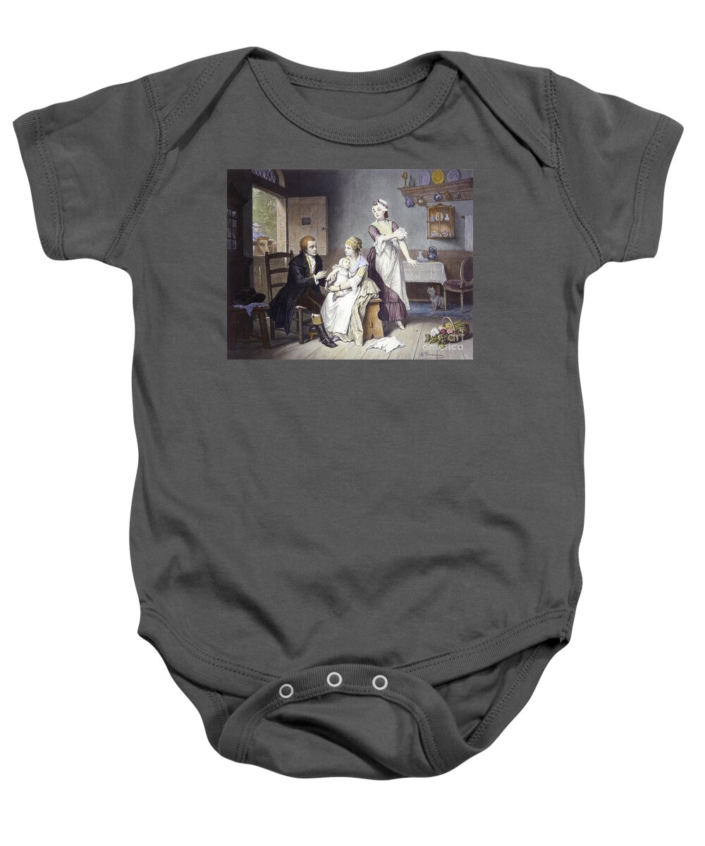 History Baby Onesie featuring the photograph Edward Jenner Vaccinating Child, 1796 by Wellcome Images