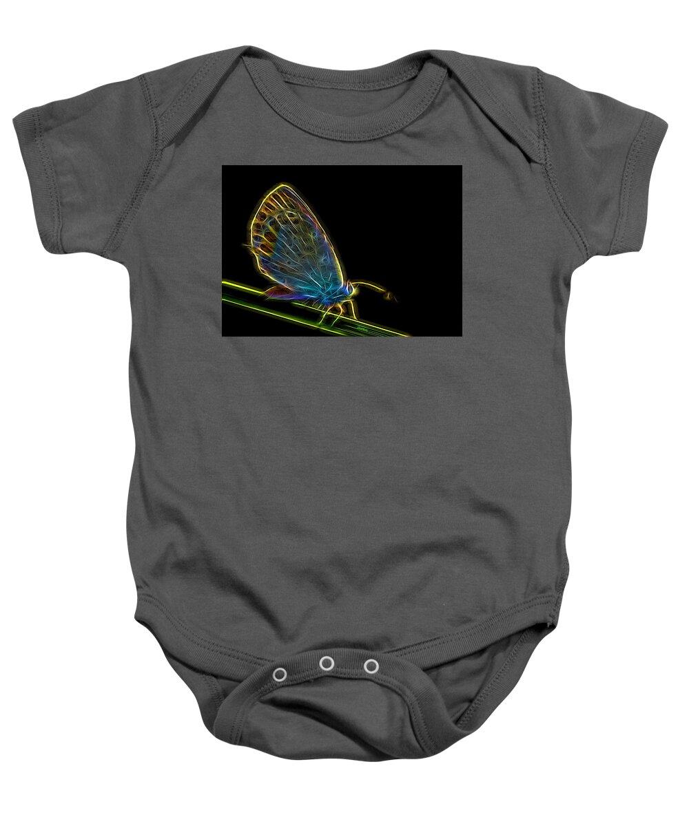 Insect Baby Onesie featuring the photograph Electric Butterfly by Ericamaxine Price