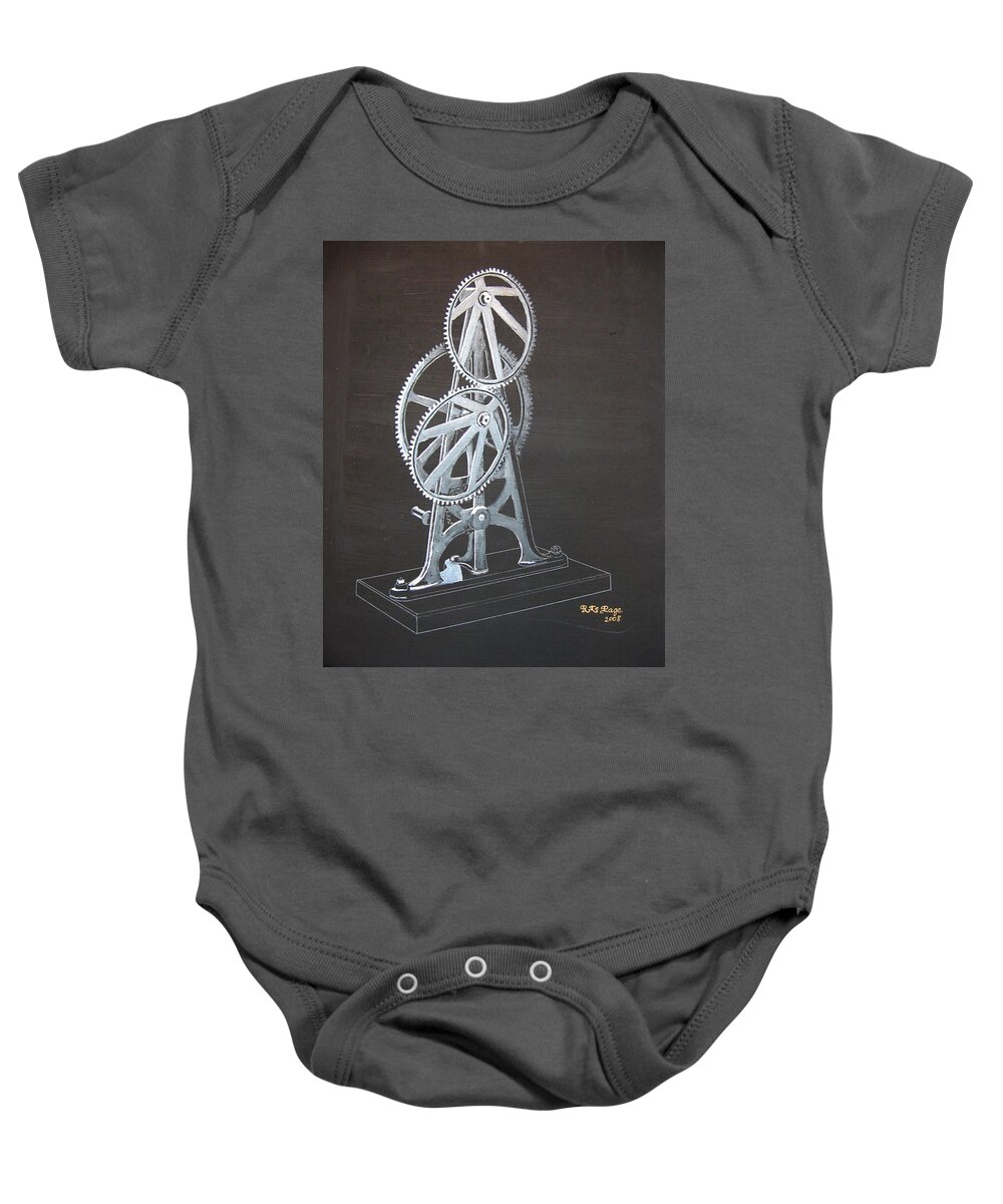 Elliptical Gears Baby Onesie featuring the painting Elliptical Gears by Richard Le Page