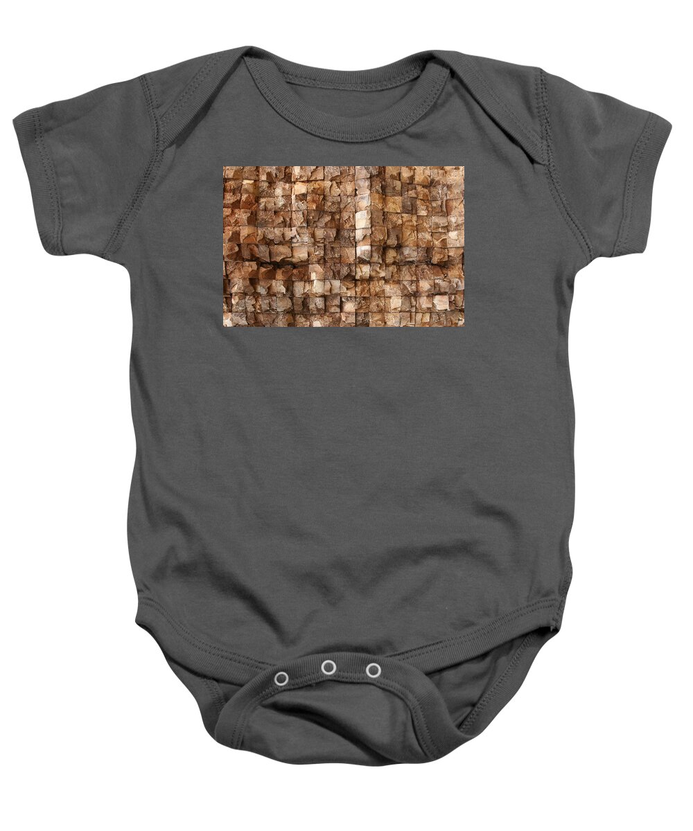 Texture Baby Onesie featuring the photograph End grain 132 by Michael Fryd