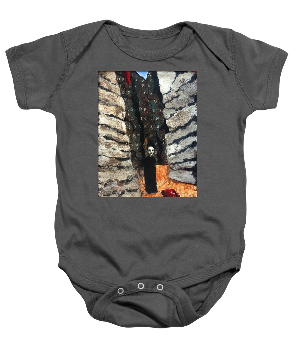 Text Baby Onesie featuring the painting Endless Canyon by Pauline Lim