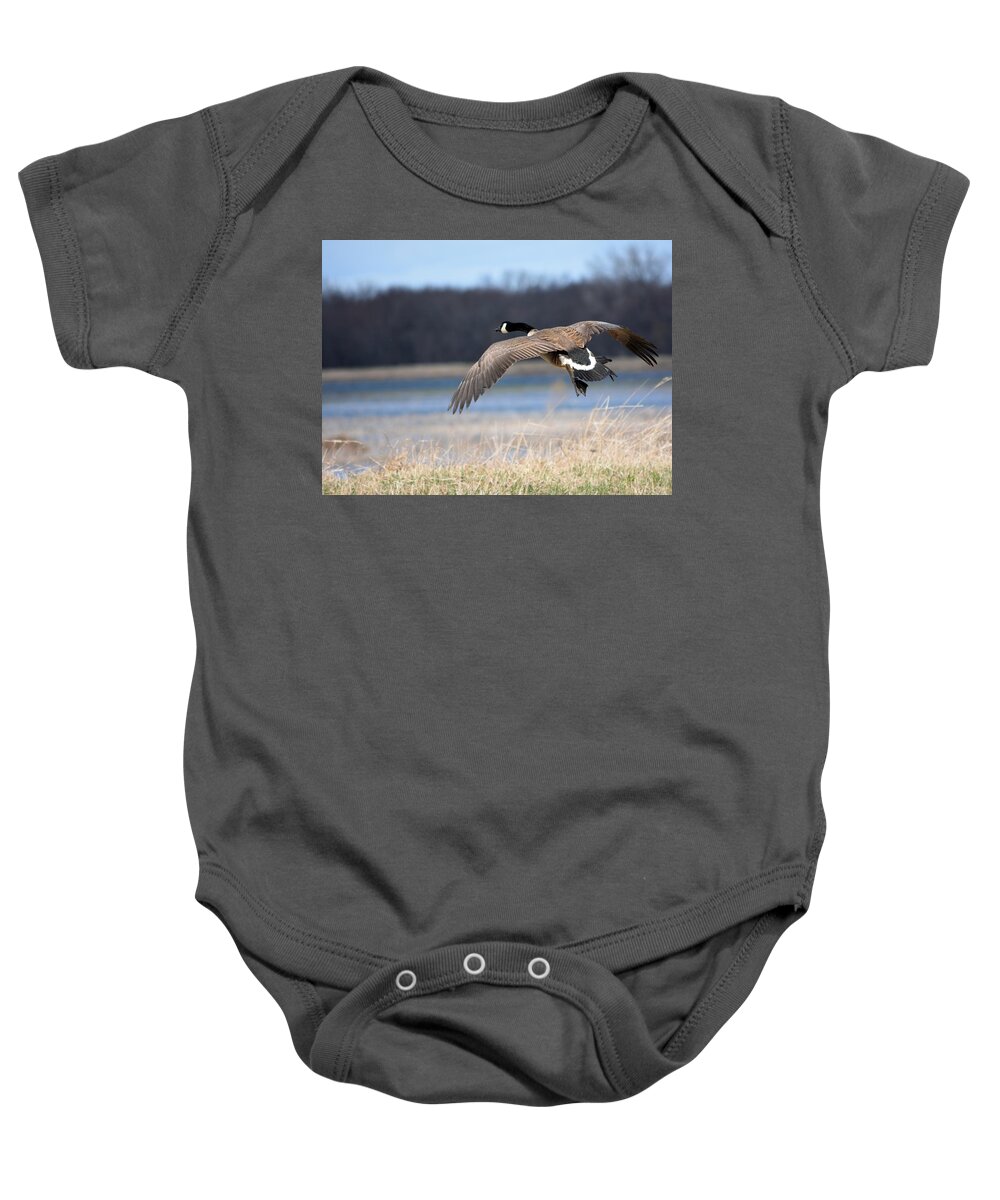 Goose Baby Onesie featuring the photograph Escape by Bonfire Photography
