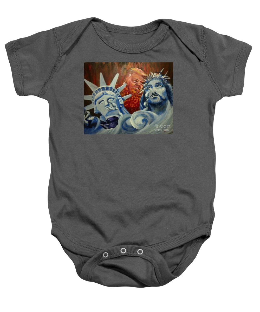 Politics Baby Onesie featuring the painting Escape on Tears of Love and Liberty by Saundra Johnson