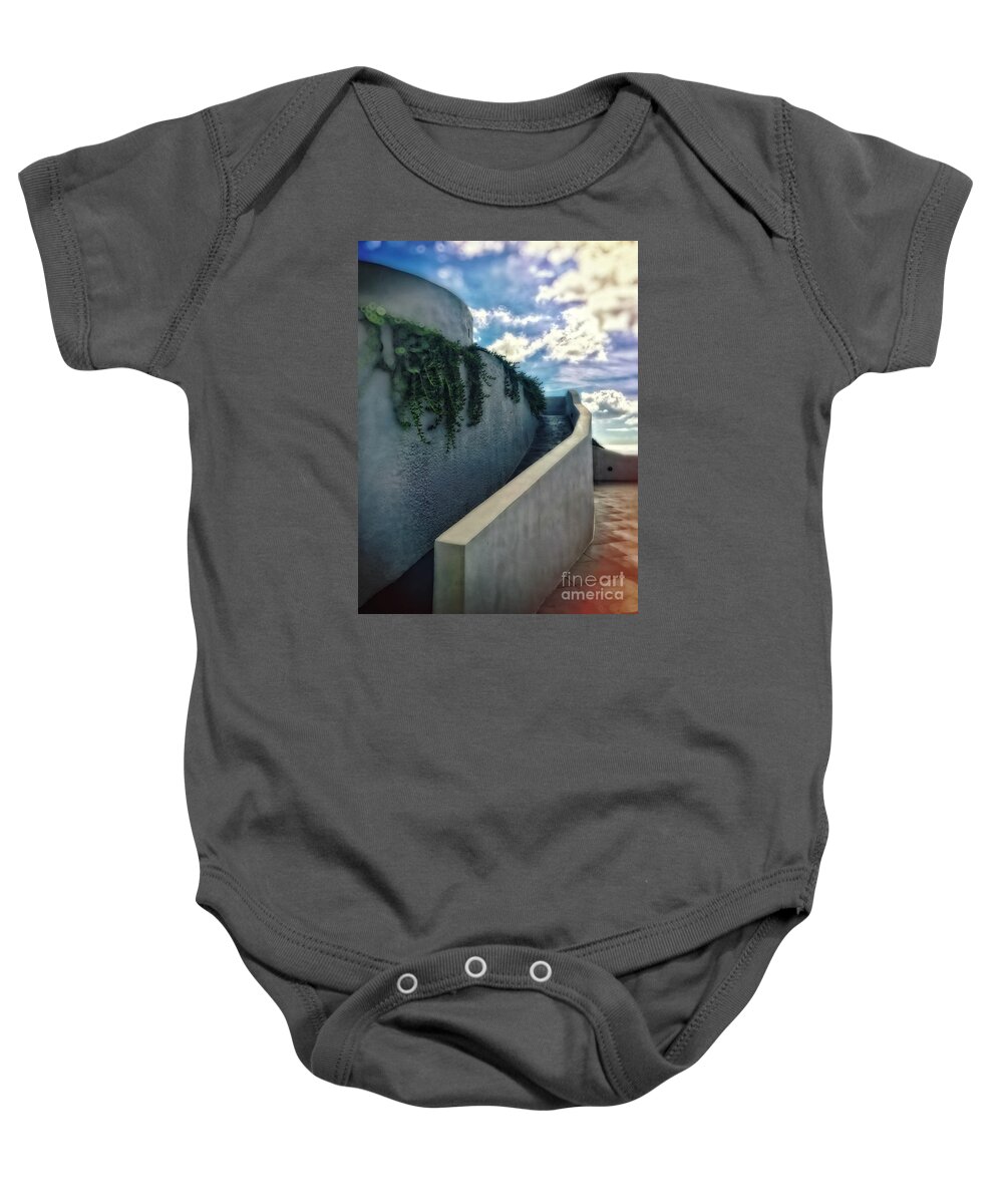 Santorini Baby Onesie featuring the photograph evening in Santorini by HD Connelly