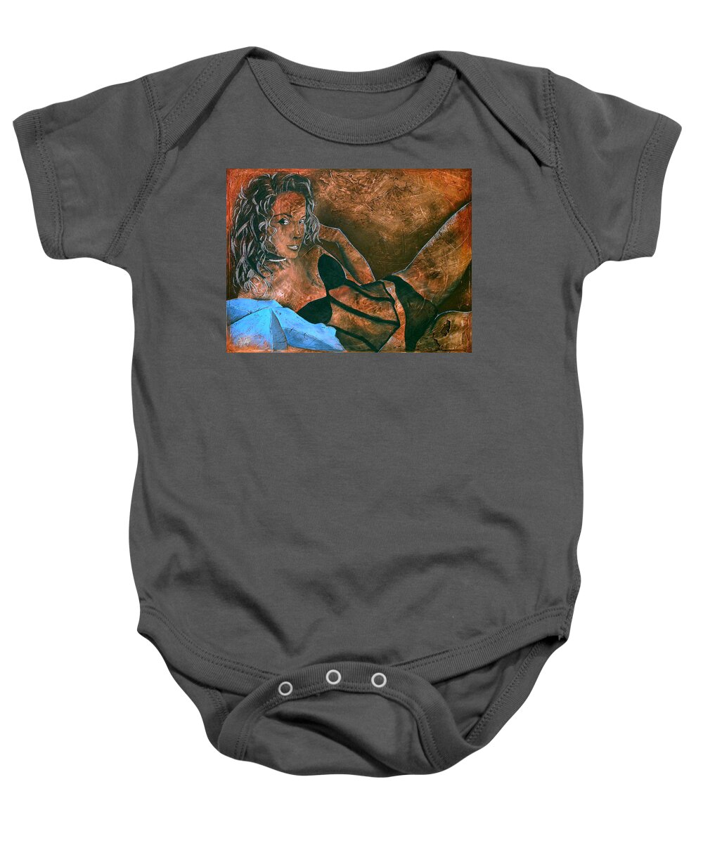 Nude Paintings Baby Onesie featuring the painting Expectation - Alexis by Richard Hoedl