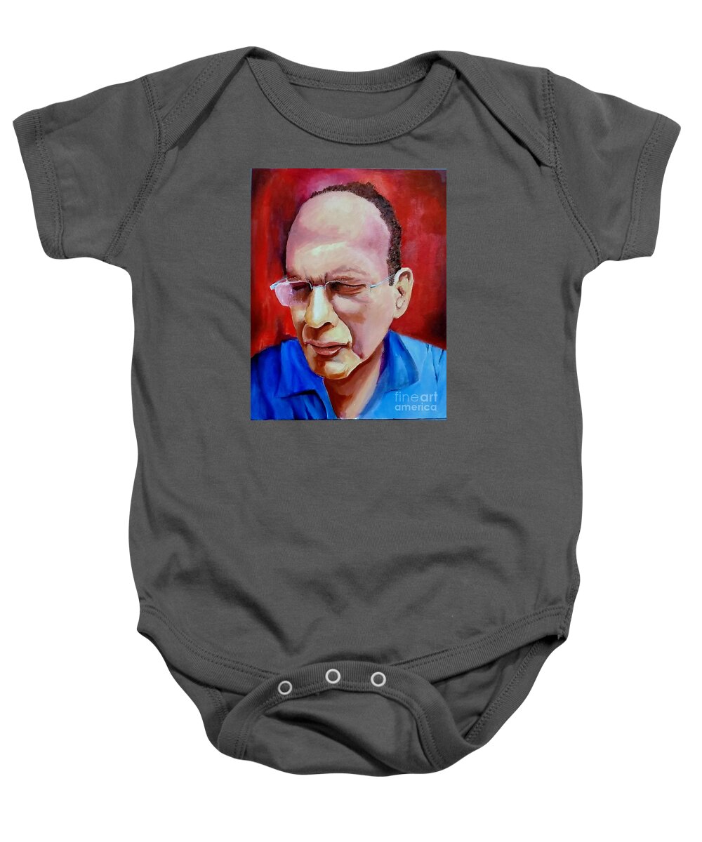 Oil Baby Onesie featuring the painting Expresive Self Portraite  by Eli Gross