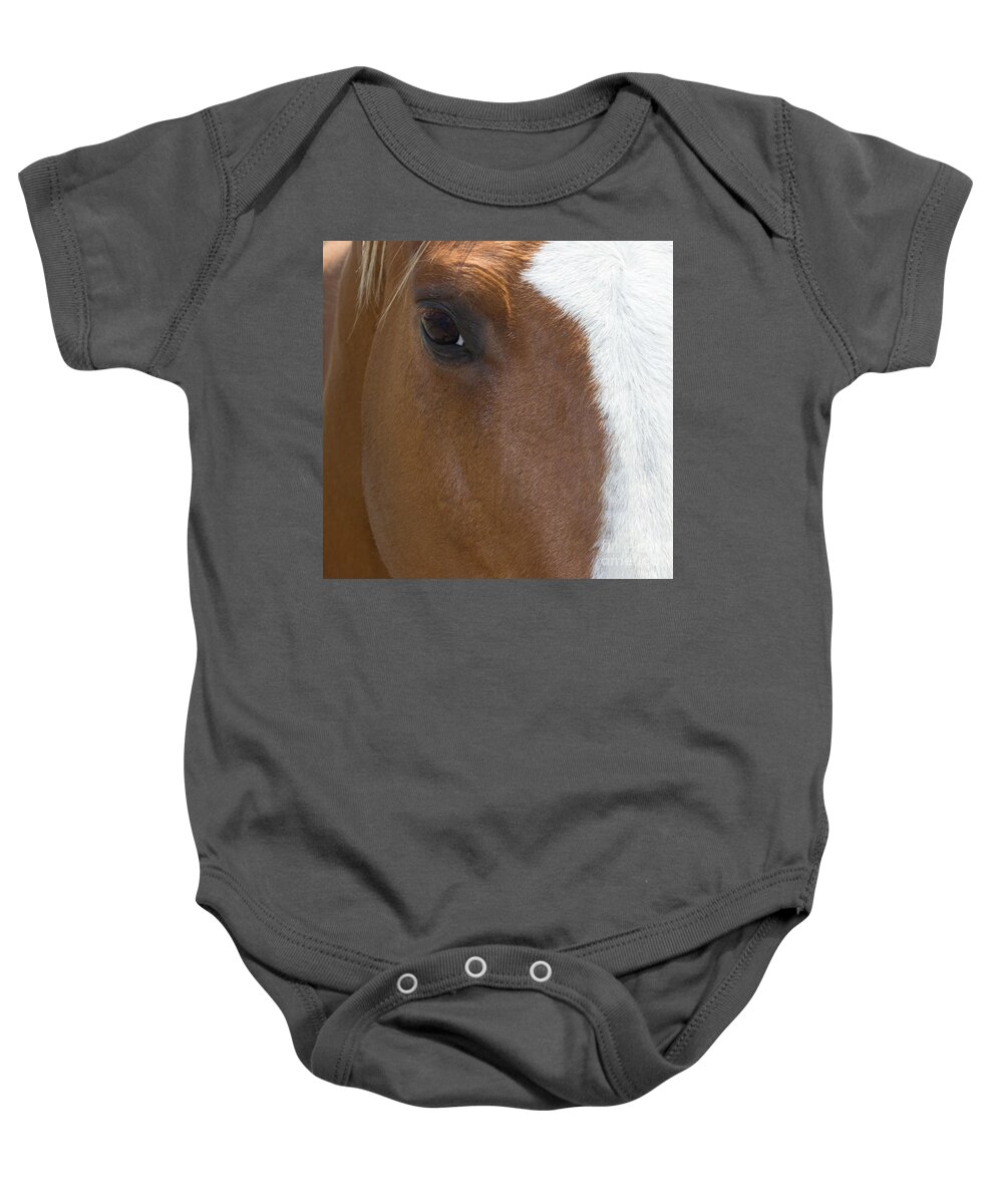 Eye Baby Onesie featuring the photograph Eye on You Horse by Roberta Byram