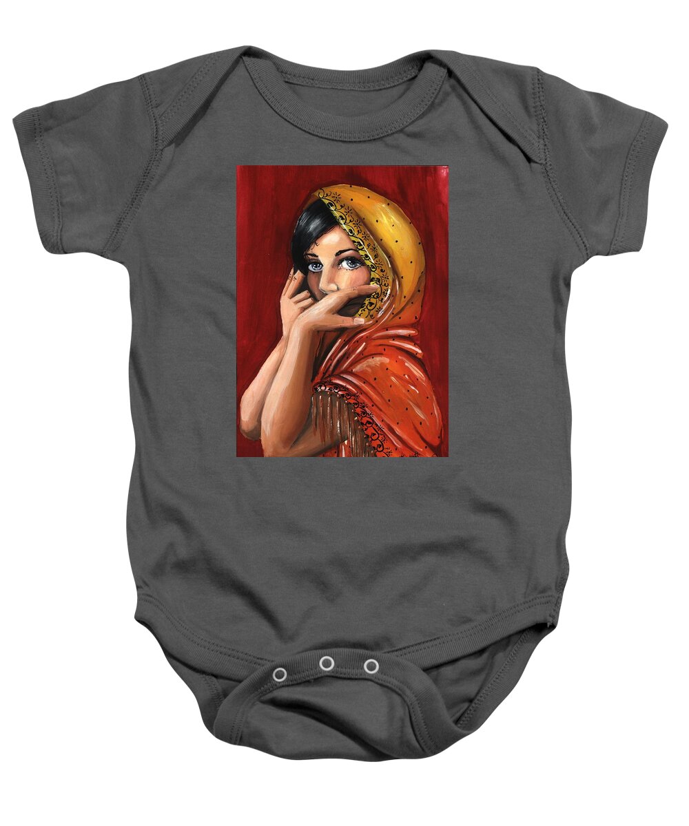 Warm Colors Baby Onesie featuring the painting Eyes by Scarlett Royale