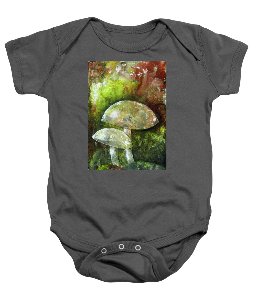 Toadstools Baby Onesie featuring the painting Fairy Kingdom Toadstool by Terry Honstead