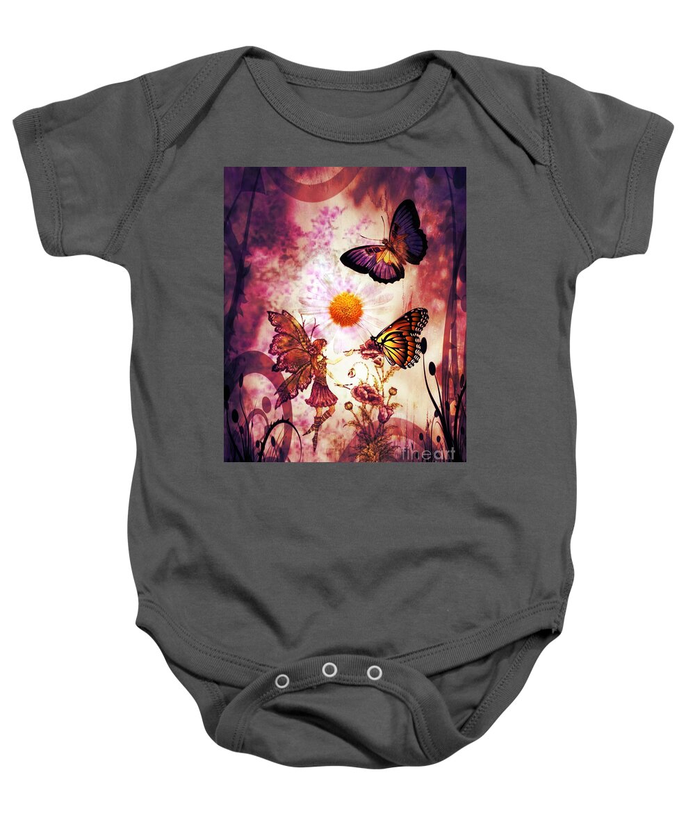 Fairy's Touch Baby Onesie featuring the digital art Fairy's Touch by Maria Urso
