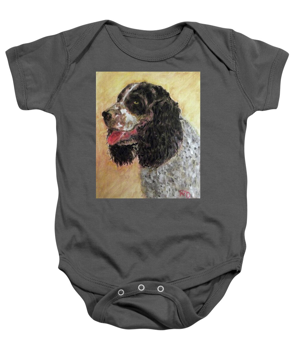 Dog Baby Onesie featuring the painting Faithful spaniel by Richard James Digance