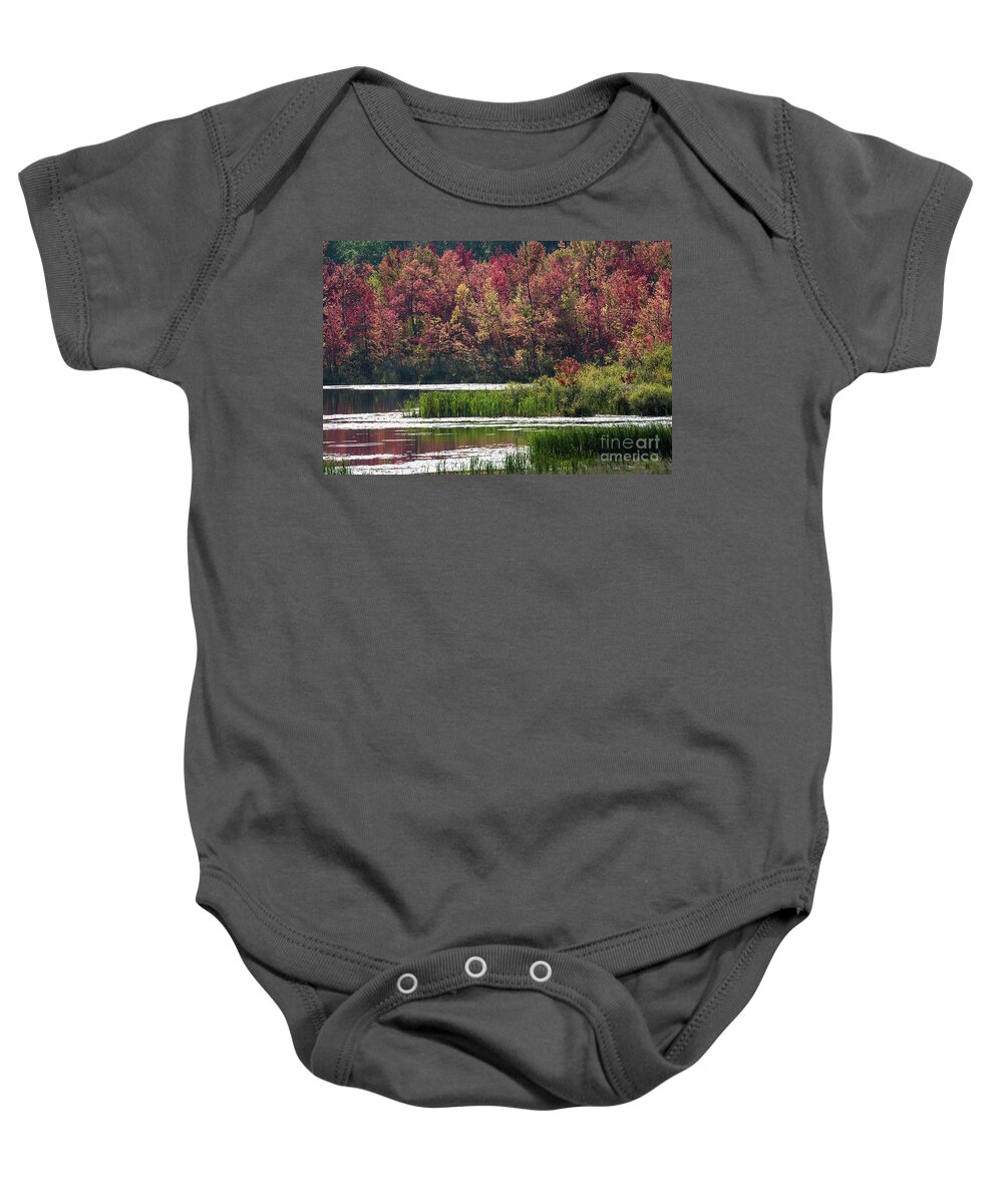 Thompson Lake Baby Onesie featuring the photograph Fall Colours - Thompson Lake 7619 by Steve Somerville
